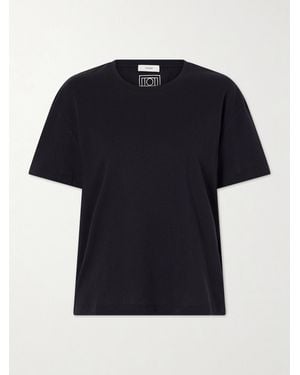 TOTEME Logo-Embroidered Organic Cotton T-Shirt - Black