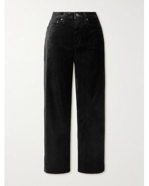 Citizens of Humanity Delfina Cotton-Blend Velvet Straight-Leg Pants - Black