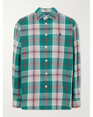 Polo Ralph Lauren Logo-Embroidered Checked Cotton-Twill Shirt - Blue