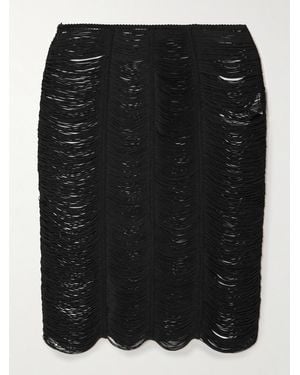 Tom Ford Fringed Open-Knit Midi Skirt - Black