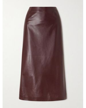 Veronica de Piante Gisele Panelled Leather Midi Skirt - Purple