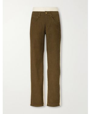 B Sides Double Waistband Rework Cotton-Corduroy High-Rise Wide-Leg Jeans - Green