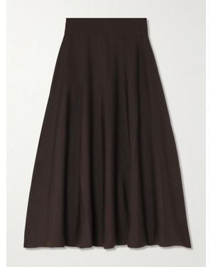 Twp Willow Panelled Ribbed Wool-Blend Midi Skirt - Black