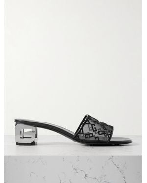 Givenchy G Cube Leather-Trimmed Logo-Appliquéd Mesh Mules - Black