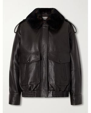 Loulou de Saison Russo Shearling-Trimmed Leather Jacket - Black