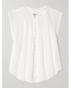 Isabel Marant Gresia Crochet-Trimmed Pintucked Cotton-Voile Top - White