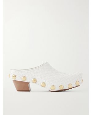 Bottega Veneta Gondola Studded Intrecciato Leather Clogs - Natural