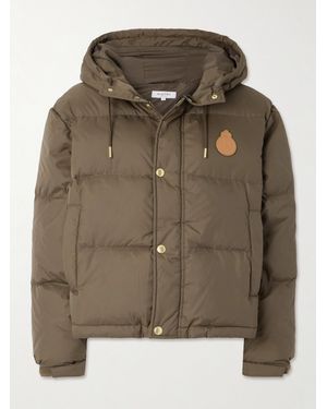 Sporty & Rich Equestrian Drop Logo-Appliquéd Quilted Shell Hooded Down Jacket - Green