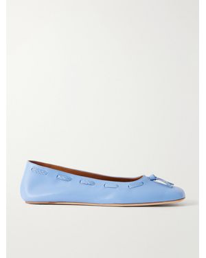 STAUD Milo Leather Ballet Flats - Blue