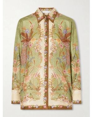 Zimmermann Indra Floral-Print Relaxed Shirt - Metallic