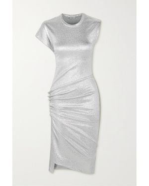 Rabanne Asymmetric Ruched Stretch-Lurex Dress - Metallic