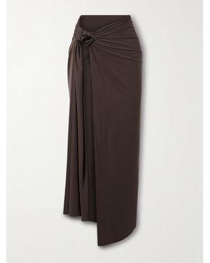 Maygel Coronel Capella Appliquéd Stretch-Jersey Pareo - Brown