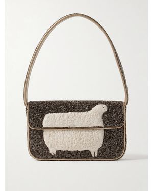 STAUD Sac Porté Épaule En Satin À Perles Et À Finitions En Molleton Tommy - Gris