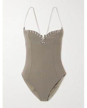 Ludovic de Saint Sernin Whipstitched Swimsuit - White