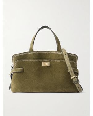 Anya Hindmarch Wilson Small Leather-Trimmed Suede Shoulder Bag - Green