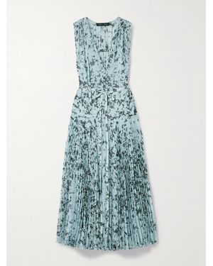 Proenza Schouler Pat Pleated Printed Crepon Maxi Dress - Blue