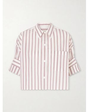 Twp Next Ex Cropped Striped Cotton And Silk-Blend Shirt - Natural