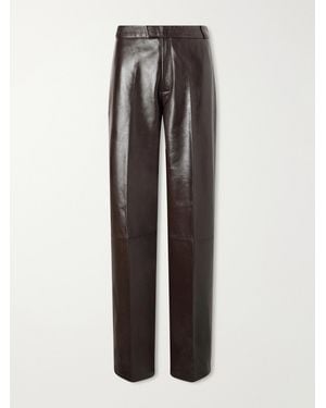 Arma Palermo Leather Straight-Leg Pants - Brown