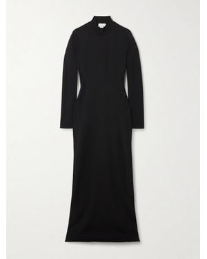 Stella McCartney Panelled Lace-Trimmed Stretch-Knit Turtleneck Maxi Dress - Black