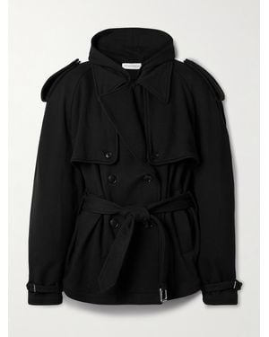 Marie Adam-Leenaerdt Veste À Capuche Et À Double Boutonnage En Jersey De Coton À Ceinture - Noir