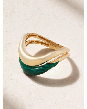 L'Atelier Nawbar Boa Stackable Set Of Two 18-Karat Malachite Rings - Metallic