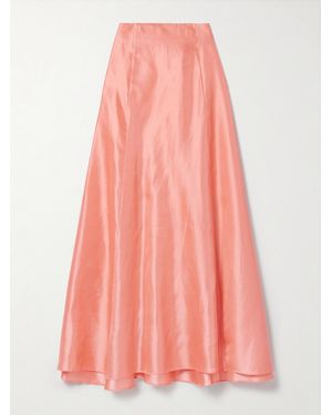 STAUD Vincenzo Silk-Dupioni Maxi Skirt - Pink