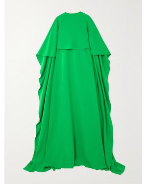 Oscar de la Renta Cape-Effect Stretch-Silk Crepe Gown - Green