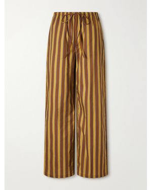 STAUD Mateo Striped Stretch Cotton-Gabardine Mid-Rise Wide-Leg Trousers - Natural