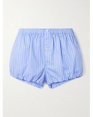 Acne Studios Gathered Striped Cotton-Poplin Shorts - Blau