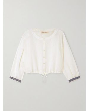 Emporio Sirenuse Net Sustain New Jinny Cropped Linen Blouse - Natural