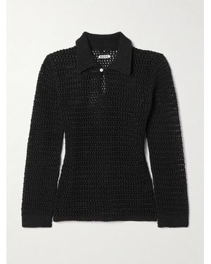Bode Willows Crocheted Cotton Top - Black