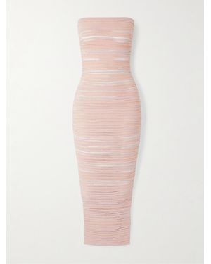 Balmain Knitted Strapless Midi Dress - Pink