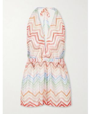 Missoni Striped Crochet-Knit Playsuit - White