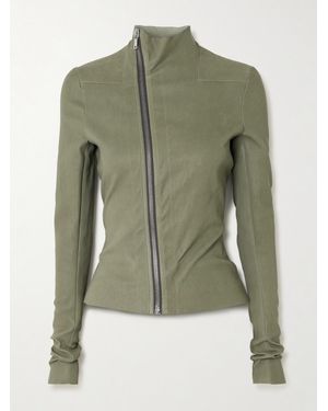 Rick Owens Gary Coated Leather-Blend Biker Jacket in Natural
