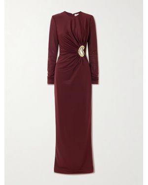 Rebecca Vallance Mischa Embellished Gathered Stretch-Jersey Gown