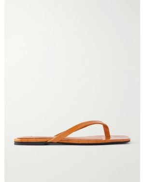 TOTEME Croc-Effect Leather Flip Flops - Orange