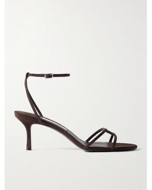 Jimmy Choo Leo 65 Sandalen Aus Veloursleder - Mettallic