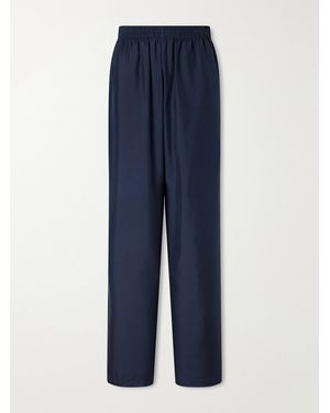 Gucci Silk-Poplin Mid-Rise Wide-Leg Pants - Blue