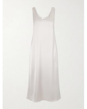 Leset Barb Satin Midi Dress - White