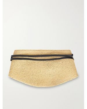 DEHANCHE Undone Leather-Trimmed Raffia Belt - Natural
