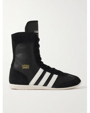 adidas Originals Japan H Suede-Trimmed Leather High-Top Sneakers - Black