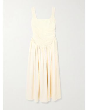 Abadia Kaia Midikleid Aus Chiffon Und Twill Mit Raffungen - Natur