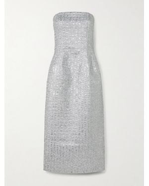 Emilia Wickstead Leila Strapless Metallic Cloqué Midi Dress - White