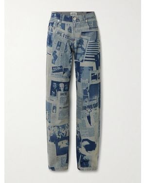 Jean Paul Gaultier Printed High-Rise Straight-Leg Jeans - Blue