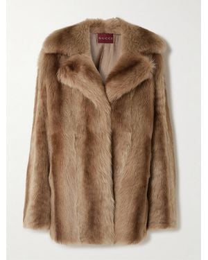 Gucci Oversized Shearling Coat - Brown