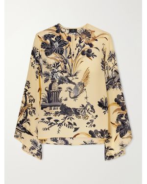 Etro Floral-Printed Silk Crepe De Chine Blouse - Metallic