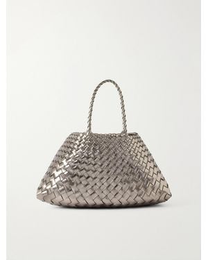 Dragon Diffusion Sante Croce Small Woven Leather Tote - White