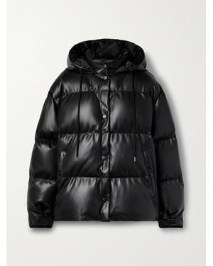 Stella McCartney Net Sustain Hooded Quilted Padded Vegetarian Leather Jacket - Black