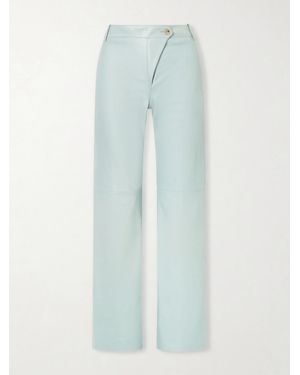 Chloé High-Rise Panelled Leather Straight-Leg Trousers - Blue