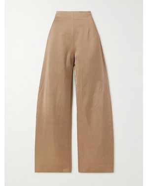 Cortana Gloria Dupioni Wide-Leg Pants - Natural
